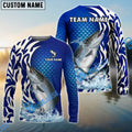BlueJose Salmon Fishing Scale Pattern Tribal Style Custom Name & Team Name 3D Shirts