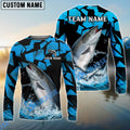 BlueJose Salmon Fishing Geometric Camouflage Splash Art Custom Name & Team Name 3D Shirts