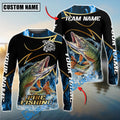 BlueJose Pike Fishing Water Splash Navy Gold Pattern Custom Name & Team Name 3D Shirts