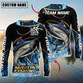 BlueJose Marlin Fishing Water Splash Navy Gold Pattern Custom Name & Team Name 3D Shirts