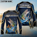 BlueJose Pike Fishing Black Gold Geometric Custom Name & Team Name 3D Shirts