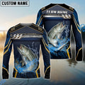 BlueJose Striped Bass Fishing Black Gold Geometric Custom Name & Team Name 3D Shirts