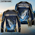 BlueJose Salmon Fishing Black Gold Geometric Custom Name & Team Name 3D Shirts