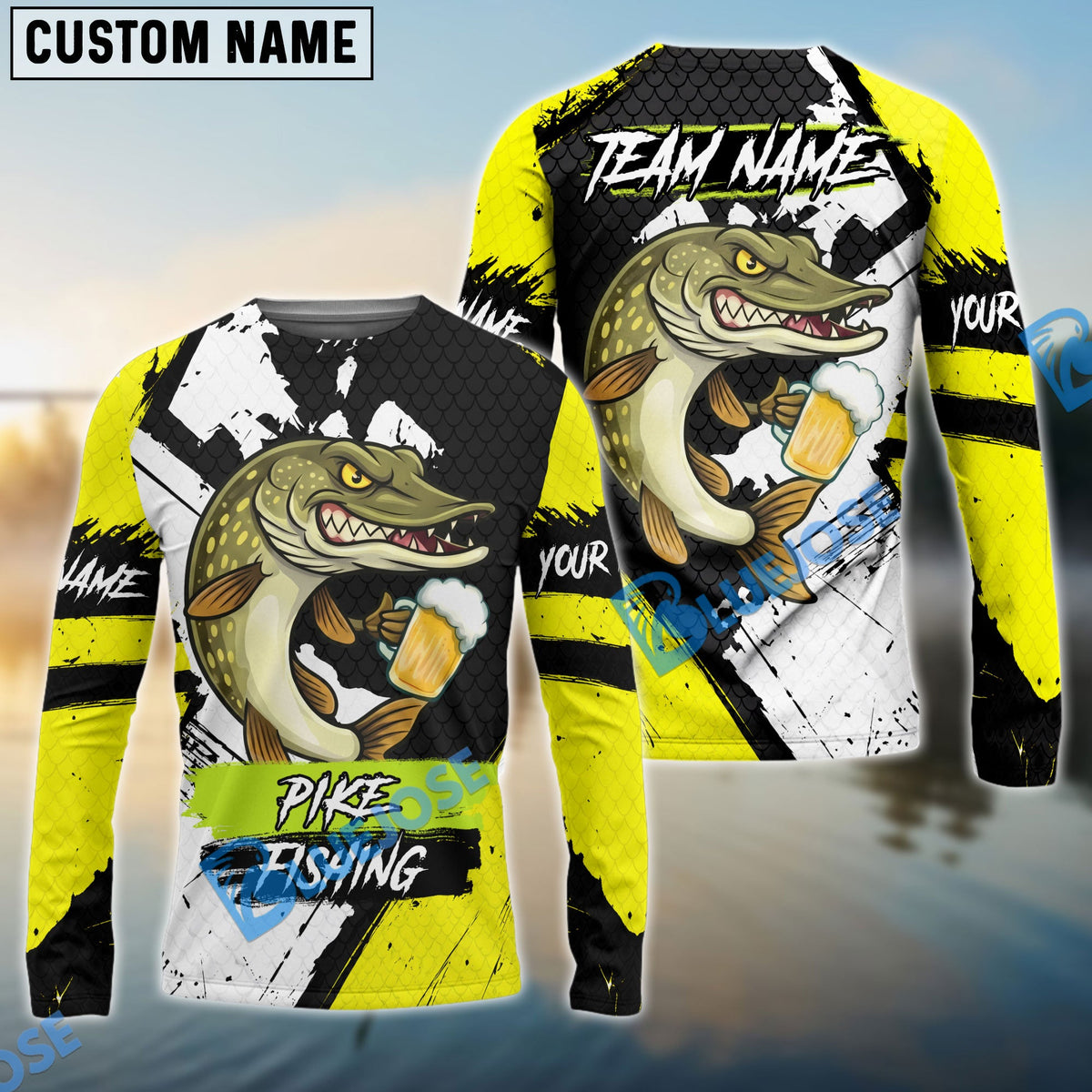 BlueJose Fishing Funny Beer Skin Custom Name & Team Name 3D Shirts (12 Breeds)