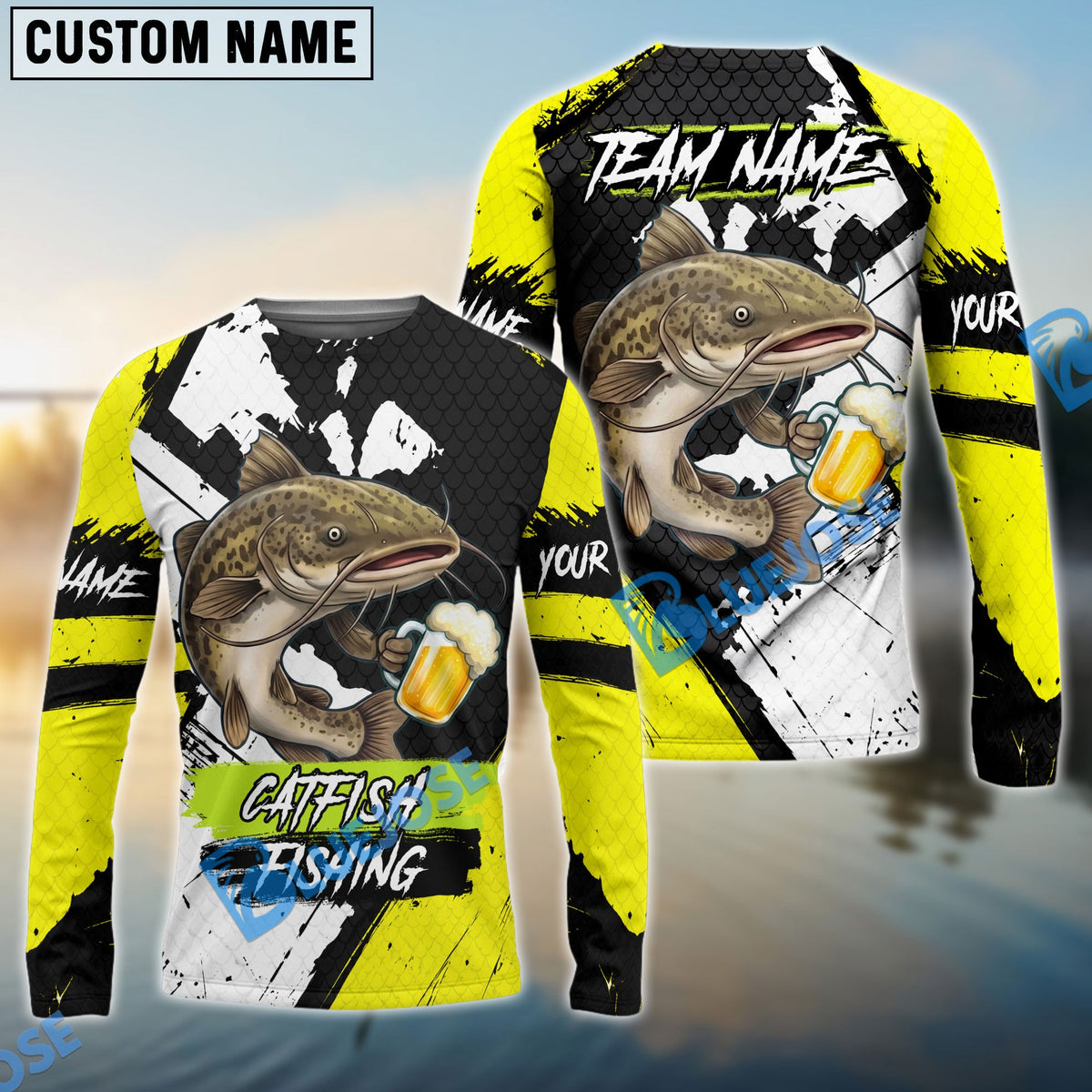 BlueJose Fishing Funny Beer Skin Custom Name & Team Name 3D Shirts (12 Breeds)