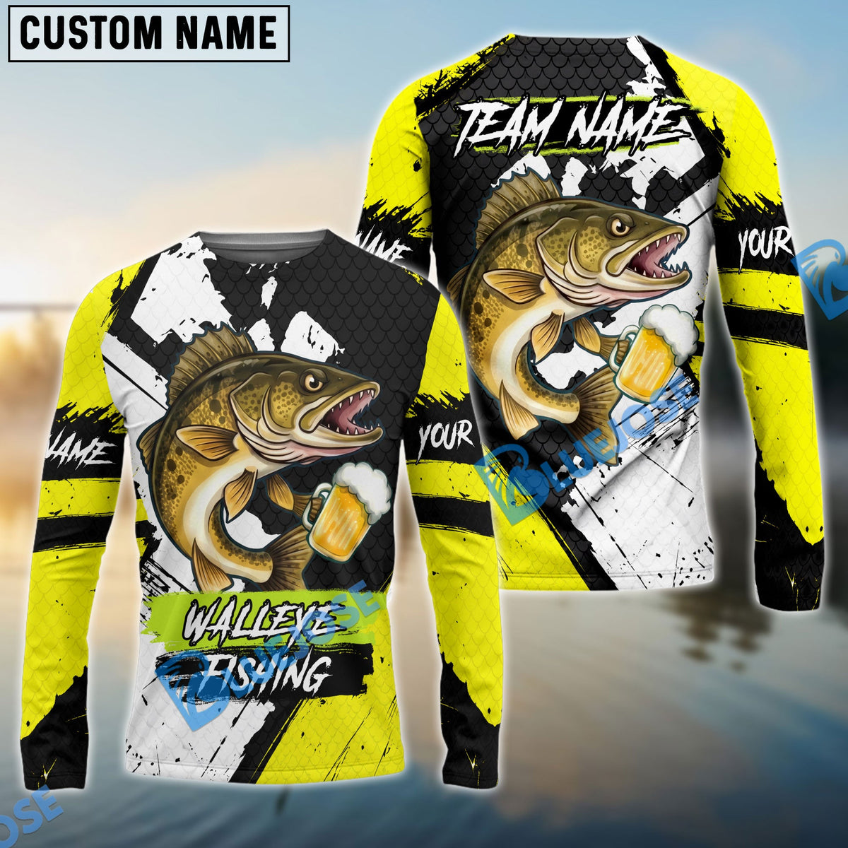 BlueJose Fishing Funny Beer Skin Custom Name & Team Name 3D Shirts (12 Breeds)