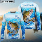BlueJose Fishing White Blue Ocean Splash Custom Name & Team Name 3D Shirts (12 Breeds)