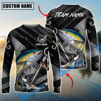 BlueJose Fishing Black Gray Grunge Anchor Vintage Custom Name & Team Name 3D Shirts (12 Breeds)