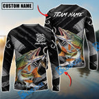 BlueJose Fishing Black Gray Grunge Anchor Vintage Custom Name & Team Name 3D Shirts (12 Breeds)