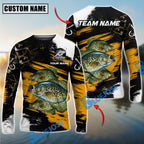 BlueJose Fishing Yellow Rustic Camouflage Custom Name & Team Name 3D Shirts (12 Breeds)