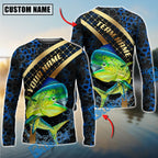 BlueJose Fishing Blue Gold Honeycomb Water Custom Name & Team Name 3D Shirts (12 Breeds)