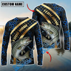BlueJose Fishing Blue Gold Honeycomb Water Custom Name & Team Name 3D Shirts (12 Breeds)