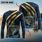 BlueJose Fishing Blue Gold Honeycomb Water Custom Name & Team Name 3D Shirts (12 Breeds)