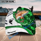 BlueJose Fishing White Green Lava Sport Personalized Name Classic 3D Cap Personalized Cap (13 Breeds)