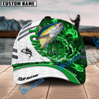 BlueJose Fishing White Green Lava Sport Personalized Name Classic 3D Cap Personalized Cap (13 Breeds)