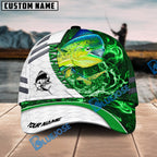 BlueJose Fishing White Green Lava Sport Personalized Name Classic 3D Cap Personalized Cap (13 Breeds)