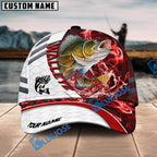 BlueJose Fishing White Red Lava Sport Personalized Name Classic 3D Cap Personalized Cap (13 Breeds)