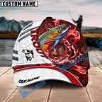 BlueJose Fishing White Red Lava Sport Personalized Name Classic 3D Cap Personalized Cap (13 Breeds)
