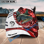 BlueJose Fishing White Red Lava Sport Personalized Name Classic 3D Cap Personalized Cap (13 Breeds)