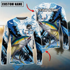 BlueJose Fishing Blue Slash Graphic Design Custom Name & Team Name 3D Shirts (12 Breeds)