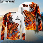 BlueJose Fishing Red Fire Flame Smoke Design Custom Name & Team Name 3D Shirts (12 Breeds)