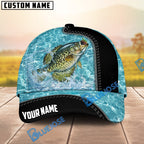 BlueJose Fishing Light Blue Water Texture Black Trim Personalized Name Classic 3D Cap Personalized Cap (13 Breeds)