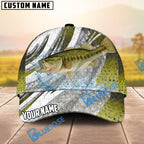 BlueJose Fishing Fish Scale Silver Stripe Personalized Name Classic 3D Cap (13 Breeds)