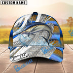 BlueJose Fishing Fish Scale Silver Stripe Personalized Name Classic 3D Cap (13 Breeds)