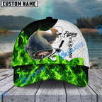 BlueJose Fishing Water Green Flame White Scale Personalized Name Classic 3D Cap (13 Breeds)