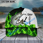 BlueJose Fishing Water Green Flame White Scale Personalized Name Classic 3D Cap (13 Breeds)