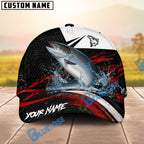 BlueJose Fishing Black Red Abstract Stripe Personalized Name Classic 3D Cap (13 Breeds)
