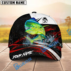 BlueJose Fishing Black Red Abstract Stripe Personalized Name Classic 3D Cap (13 Breeds)