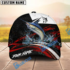 BlueJose Fishing Black Red Abstract Stripe Personalized Name Classic 3D Cap (13 Breeds)