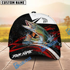 BlueJose Fishing Black Red Abstract Stripe Personalized Name Classic 3D Cap (13 Breeds)