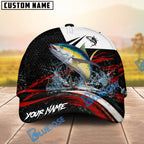 BlueJose Fishing Black Red Abstract Stripe Personalized Name Classic 3D Cap (13 Breeds)