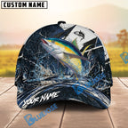 BlueJose Fishing Black White Crack Texture Splash Personalized Name Classic 3D Cap (13 Breeds)