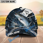 BlueJose Fishing Black White Crack Texture Splash Personalized Name Classic 3D Cap (13 Breeds)