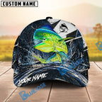 BlueJose Fishing Black White Crack Texture Splash Personalized Name Classic 3D Cap (13 Breeds)