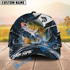 BlueJose Fishing Black White Crack Texture Splash Personalized Name Classic 3D Cap (13 Breeds)