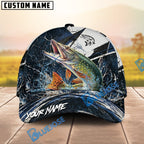 BlueJose Fishing Black White Crack Texture Splash Personalized Name Classic 3D Cap (13 Breeds)