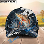 BlueJose Fishing Black White Crack Texture Splash Personalized Name Classic 3D Cap (13 Breeds)