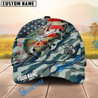 BlueJose Fishing American Flag Blue Camouflage Personalized Name Classic 3D Cap (13 Breeds)