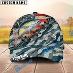 BlueJose Fishing American Flag Blue Camouflage Personalized Name Classic 3D Cap (13 Breeds)