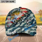 BlueJose Fishing American Flag Blue Camouflage Personalized Name Classic 3D Cap (13 Breeds)