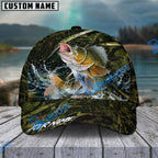 BlueJose Fishing Woodland Camouflage Water Splash Personalized Name Classic 3D Cap (13 Breeds)