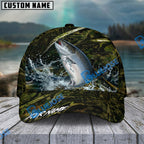 BlueJose Fishing Woodland Camouflage Water Splash Personalized Name Classic 3D Cap (13 Breeds)