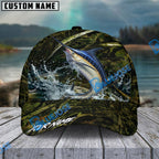BlueJose Fishing Woodland Camouflage Water Splash Personalized Name Classic 3D Cap (13 Breeds)