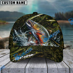 BlueJose Fishing Woodland Camouflage Water Splash Personalized Name Classic 3D Cap (13 Breeds)