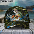 BlueJose Fishing Woodland Camouflage Water Splash Personalized Name Classic 3D Cap (13 Breeds)
