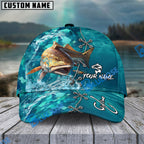 BlueJose Fishing Aqua Camouflage Lace Up Personalized Name Classic 3D Cap (13 Breeds)